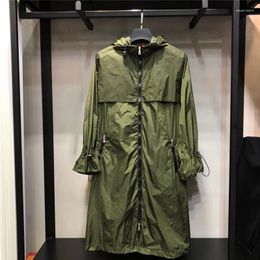 Women's Trench Coats Womens Long Windbreaker 2022 Spring Ladies Sleeve Thin Zipper Pleated Fashion Designed Jacket Women Outwear