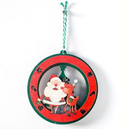 Christmas Decorations 1Pcs 21x12cm Ornaments Creative Wooden Round Santa Claus Light Sign For Home Year Decor 2022Christmas