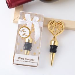 50PCS NEW ARRIVAL Wedding Favors Groom Proposes to Bride Silver/Gold Wine Stopper in Gift Box Engagement Party Return Gift Funny Bottle Stoppers