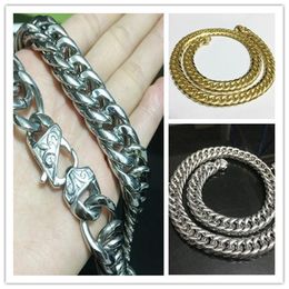 Chains Fashion Gift 13/16mm Wide Mens Curb Cuban Link Silver Colour Stainless Steel Necklace Collares Pulseras JewelryChains