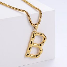 Pendant Necklaces Big A-Z Letters Necklace Women Men Stainless Steel Gold Colour Initial Chain English Letter Jewellery Gift Elle22