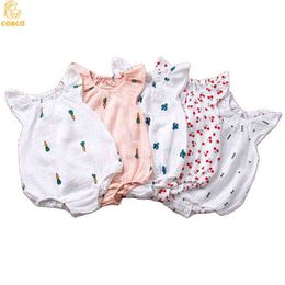 Baby Girls Clothes Toddler Infant Sleeveless Cute Printing Jumpsuits Summer Outfits Newborn Muslin Cotton Linen Baby Boy Rompers G220510