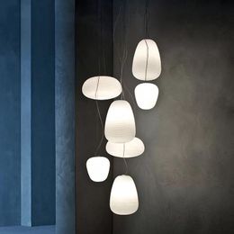 Pendant Lamps White Glass Lamp Shade Foyer Lights El Hall Hanging Light Fixtures Bedroom Hanglamp Loft Bar Coffee Shop LampPendant