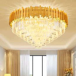 European Round Crystal Ceiling Lights Fixture LED American Modern Ceiling Lamps Luxurious Bedroom Living Room Home Indoor Lighting Dia100cm 3 White Light Dimmable