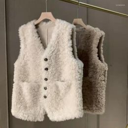 Women's Vests Lamb Fur Warm Vest Women 2022 Autumn Winter One-piece Coat Fashionable And Versatile Thickened Waistcoat Luci22