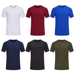 Men's T-Shirts Custom Wholesale Summer Quick Dry White Solid Adult Crew Neck Short Sleeve T-shirt Drop Shoulder Design SportwearMen's