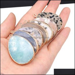 Arts And Crafts Arts Gifts Home Garden Waterdrop Turquoise Healing Stone Charms Aventurine Quartz Crystal Gold Edged Penda Dhvo7