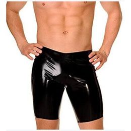Underpants Mens Lingerie Shiny Patent Leather Long Leg Boxer Short Underwear For Sexy Gay Male Panties Solid Wetlook ClubwearUnderpants