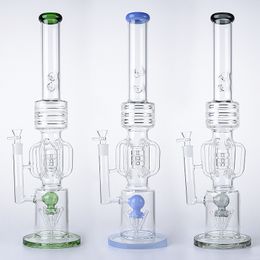 21Inch Big Thick Glass Bong Unique Hookahs Recycler Water Pipes Slitted Rocket Perc Percolator Oil Dab Rigs 14mm Female Joint With Bowl