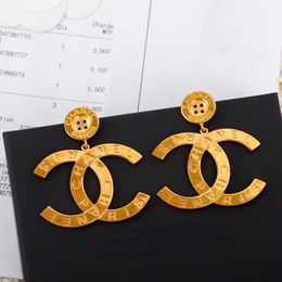 Top quality drop earring charm dangle Large stud earring with letters for women wedding Jewellery gift in 18k gold plated have box stamp PS3808