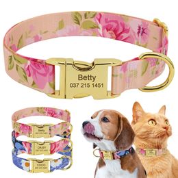 Custom Engraved Dog Puppy Cat Collar Personalised Nylon Printed Pet Nameplate ID Tag s For Small s Chihuahua Y200917