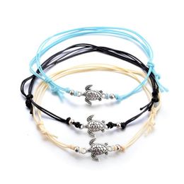 Summer Beach Turtle Shaped Charm Rope String Anklets For Women Ankle Bracelet Woman Sandals On the Leg Chain Foot