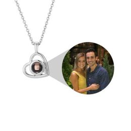 Photo Custom Projection Necklace Simple Heart Shaped Projection Pendant Necklaces Lover Family Memory Gift Portrait Jewellery - Birthday Anniversary Me