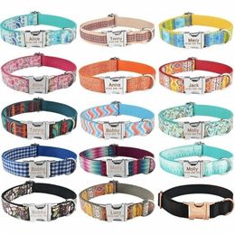 AiruiDog Adjustable Dog Collar Personalised Name Engraved Nylon Small Medium Large Dogs Y200515