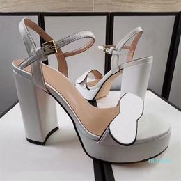 2022-Summer Designer Sandals Metal Cowskin high heeled 11cm Heel Ankle rubber platform solid non slip daily outdoor lawn Big size