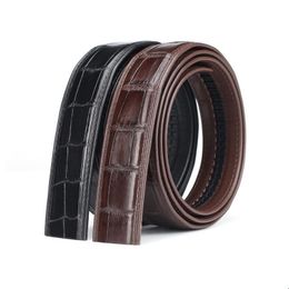 Belts Luxurious Crocodile Genuine Leather Men Belt No Buckle 3.4CM Width Quality Strap Black/brown Male Waist 100-125CMBelts