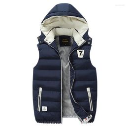 Mens Winter Vest Jacket Sleeveless Cotton Coat With Hood Men Casual Fashion Waist Autumn Padded Plue Size 5XL Guin22