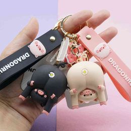 Female Cute Ugly Cute Butt Key Chain New Pig Chrysanthemum Key Chain Male Funny Lovers Bag Hanging Decoration Key Ring AA220318