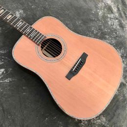 Custom Solid Cedar Top Acoustic Guitar Sandlewood Back Side ACCEPT OEM