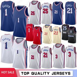 Basketball Jerseys Jersey Jam Throwback 1 Harden Men Vintage Joel 21 Embiid Ben 25 Simmons s Allen 3 Iverson Julius 6 Erving Shirts