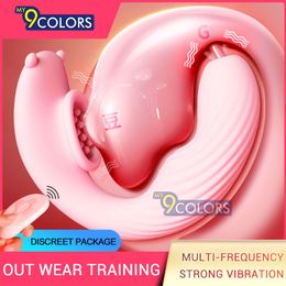 MY9COLORS Butterfly Dildo Vibrator G-spot Clitoris Stimulator Wireless Remote Control Small Tongue Licking Adult sexy Toys