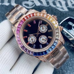 Luxury Original 2024 Dropshipping Mens watch Automatic Mechanical 2813 movement Watches 40mm steel Colourful Rainbow Diamond Bezel sapphire waterproof Wri R7CX