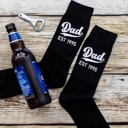 Men's Socks Personalised Dad Fathers Day Gift Christmas For Men's Birthday Black SockMen's