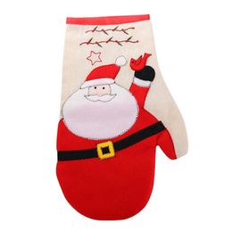 Christmas Baking Heat-Resistant Oven Mitts Kitchen Grilling Anti-scalding Oven Gloves Santa Claus Snowman Tray Pot Dish Bowls Mitt Holder Gift HY0411