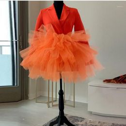 Saias fofas tutu laranja cor doce tule personalizado para mulheres comprimento mini saia menina babados