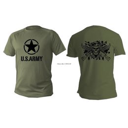 Moda Cool Men, camiseta verde Olive Militar dos EUA Soldier Soldier Camise