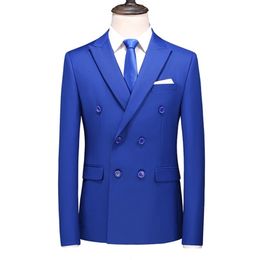 Mens Double Breasted Blazer Solid Business Formal Wedding Slim Fit Suit Jacket Plus Size 6XL Men's Formal Tuxedo Casual Blazers 220527