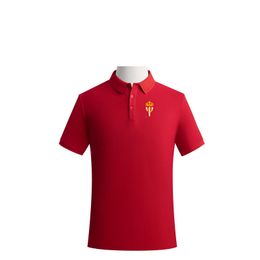 Real Sporting de Gijon S.A.D. Men's and women's Polos high-end shirt combed cotton double bead solid Colour casual fan T-shirt