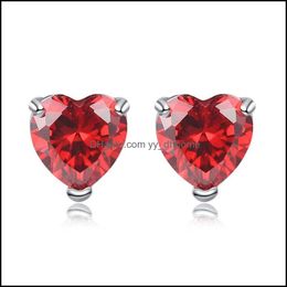 Stud Earrings Jewelry Sier Heart Crystal For Women Girl Party Gift Fashion Jewellery Wholesales - Drop Delivery 2021 Fvpwb