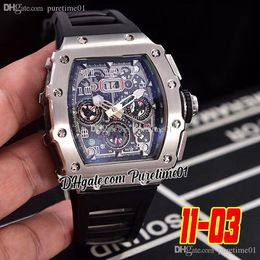 2022 Miyota Automatic Mens Watch Steel Case Big Date Skeleton Dial Black Crown Rubber Strap Super Edition 6 Styles Puretime01 1103B2