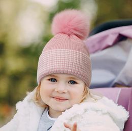 Autumn Winter Infant Baby Knitted Hats Wool Ball Kids Caps Children Knitting Warm Beanie Stripe Soft Hat