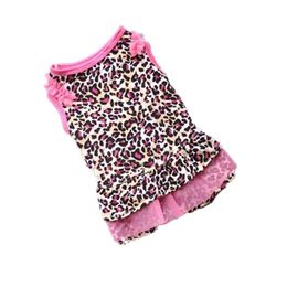 Cute Leopard Summer Pet Puppy Dress Small Dog Cat Clothes Apparel Girl Doggy Lace Clothing Dresses Drop Ship #LR1 Y200917