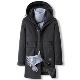 Men's Down Parkas Outerwear Coats Autumn Winter Jackets Hoodies Thick Warm Overcoat Man Clothing Plus Size Black Windbreakers