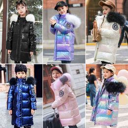 2022 Winter Jacket For Girls Boys Kids Parka Overcoat Fashion Fur Collar Hoodie Girls Jacket Thick Warm Children Outerwear 4-12Y J220718