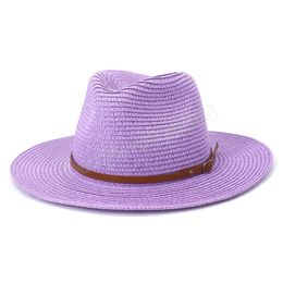 Candy Colour Casual Sun Straw Hats For Women Fashion Summer Men Beach Panama Jazz Hat Femme Male Wide Brim Vacation Visors Hats