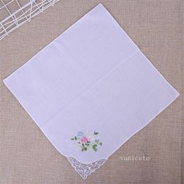 Vintage Pure Cotton Handkerchief Girl Napkin Embroidered Women Napkin Embroidered Butterfly Lace Flower Handkerchief Home Home tableware Napkin ZC1110