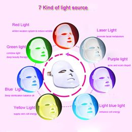 multi 7 Colours Pdt led Photon light Facial Skin rejuvenation mask FIR skin Therapy whiten and wrinkle removal red light face shield