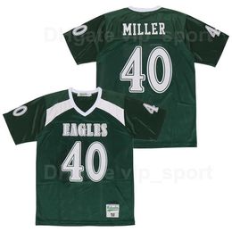 C202 High School Valley Ranch Football 40 Von Miller Jersey Team Colour Green All Stitched Breathable Pure Cotton Sport Top Quality On Sale