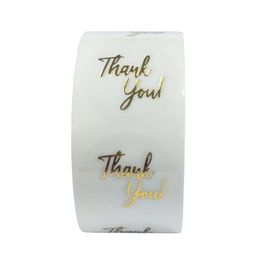 Gift Wrap 500Pcs/Roll Clear Gold Foil Thank You Stickers For Small Business Package Card Envelope Baking Decor Transparent StickerGift