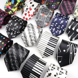 Bow Ties Classic Men's Music Tie Piano Guitar Musical Notes Star Poker Necktie Smooth Soft Black Wihte Novelty Accessories Gift Donn22