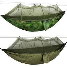 Camp Furniture Portable Outdoor Camping Tent Hammock With Mosquito Net Canopy Parachute Hanging Bed Hunting Nylon Sleeping Swing HangingCamp