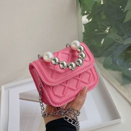 sweet girls pearl princess purse 2022 Korean style biscuit mini square bag parent-child chain cross-body bags woman coin wallets F1091