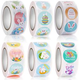 Gift Wrap 500pcs Happy Easter Self Adhesive Paper Sticker Bag Cake Baking Labels Party Box Envelope Seal DecorationGift