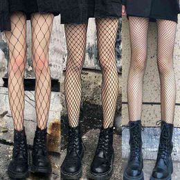 Lolita Cosplay Girls Long Fishnet Body Stockings Fish Net Pantyhose Mesh Nylon Tights Sexy Women Skin Thigh High Waist Hosiery T220808