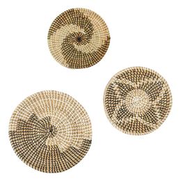 Decorative Objects & Figurines Handmade Hangings Wall Basket DecorHangings Woven Flat Baskets Boho Decor For