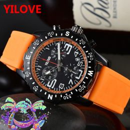 Young Men's Sport Style Luxury Watch Youth Vitality Digital Six Pin Timing Rubber Wristband Clock Circular 42mm Quartz Trend Dirt Resistant Waterproof Wristwatch